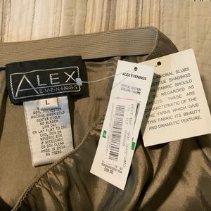 Shimmery maxi taupe/olive skirt by Alex, good for wedding or party, NWT size L